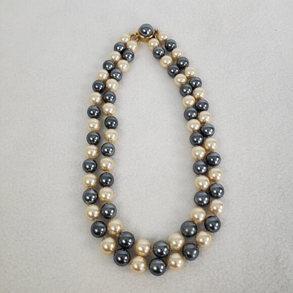 Vintage Joan Rivers Faux Pearl Multicolor 2 Strand Choker Necklace Signed - Picture 1 of 4